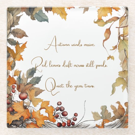 Herfst blad typografie coaster glazen onderzetter (Voorkant)