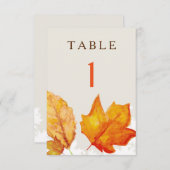 Herfst Bladeren Aquarel Tafel Nummers Kaart (Voorkant / Achterkant)