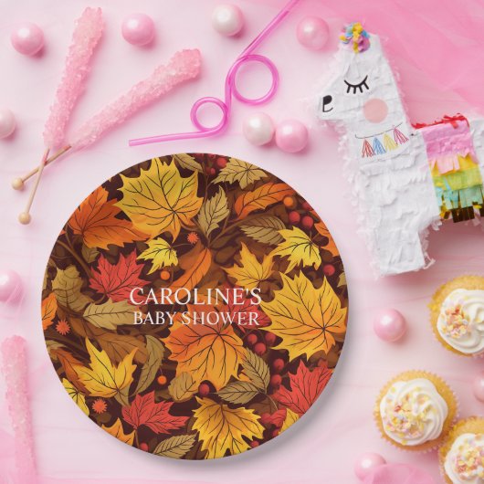 Herfst bladeren Baby shower papier Borden Papieren Bordje (Feest)