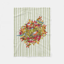 Herfst Bladeren Bessen en Vogels Shabby Stripes