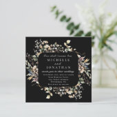 Herfst bladeren bloemenop zwarte bijbel vers bruil kaart (Staand voorkant)