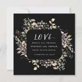 Herfst bladeren bloemenop zwarte bijbel vers bruil kaart (Achterkant)