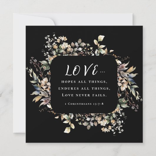 Herfst bladeren bloemenop zwarte bijbel vers bruil kaart (Achterkant)