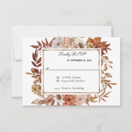 Herfst Bladeren Bloemige Formele Elegante Trouw RSVP Kaartje