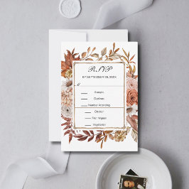 Herfst Bladeren Bloemige Formele Elegante Trouw RSVP Kaartje