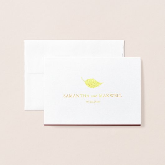 Herfst bladeren Bourgondische bruiloft plaats kaar Folie Kaarten (Met envelop)