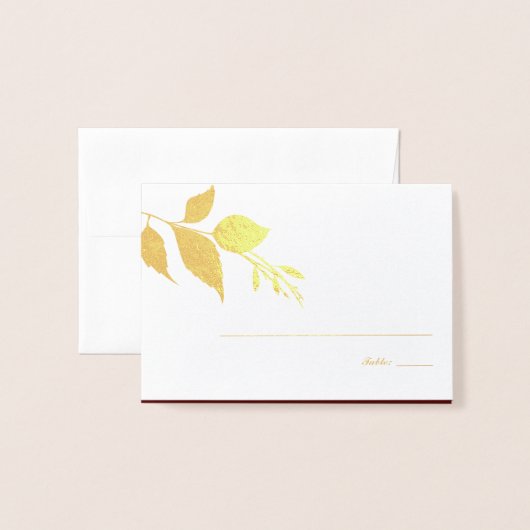 Herfst bladeren Bourgondische bruiloft plaats kaar Folie Kaarten (Voorkant met envelop)