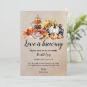 Herfst bladeren bruids thee liefde is brouwen kaart (Staand voorkant)