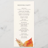 Herfst bladeren bruiloft ceremonie programma programmakaart (Achterkant)