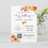 Herfst bladeren bruiloft moderne minimale QR code Kaart (Staand voorkant)