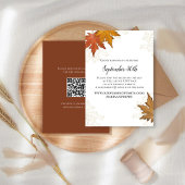 Herfst Bladeren Bruiloft RSVP QR Code Kaartje
