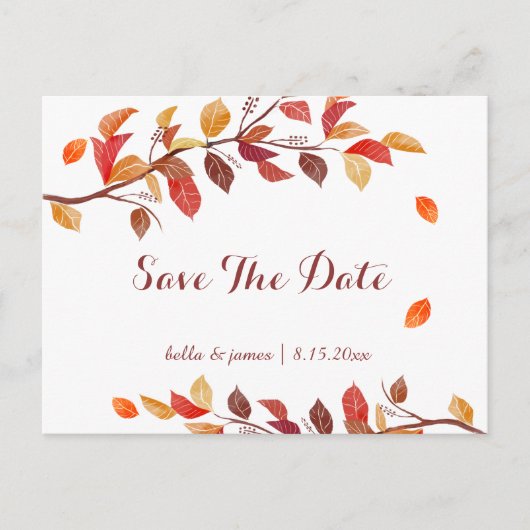 Herfst Bladeren Bruiloft Save The Date Kaarten (Voorkant)