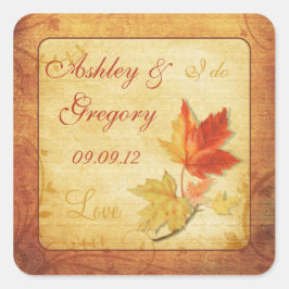 Herfst bladeren bruiloft Sticker of envelop afdich