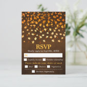 Herfst bladeren bruin grunge bruiloft maaltijd keu RSVP kaartje (Staand voorkant)