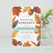 Herfst Bladeren Bruin Housewarming BBQ Kaart (Staand voorkant)
