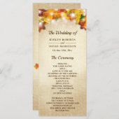 herfst bladeren burlap string verlichting bruiloft programmakaart (Voorkant / Achterkant)