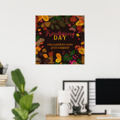 Herfst bladeren eikels bessen friendsgiving citaat poster (Thuiskantoor)