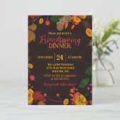 Herfst bladeren eikels bessen Friendsgiving diner Kaart (Staand voorkant)