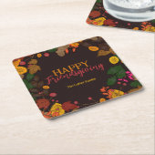 Herfst bladeren eikels bessen Friendsgiving diner Kartonnen Onderzetters (Schuin)