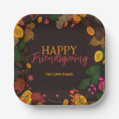 Herfst bladeren eikels bessen Friendsgiving diner Papieren Bordje (Voorkant)