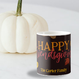 Herfst bladeren eikels bessen happy friendsgiving koffiemok