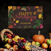 Herfst bladeren eikels bessen happy friendsgiving spandoek