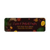 Herfst bladeren eikels bessen retour adres label (Voorkant)