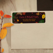 Herfst bladeren eikels bessen retour adres label