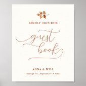Herfst bladeren Elegant herfst bruiloft gast boek  Poster (Voorkant)