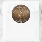 Herfst bladeren en ladder rustieke bruiloft ronde sticker (Tas)