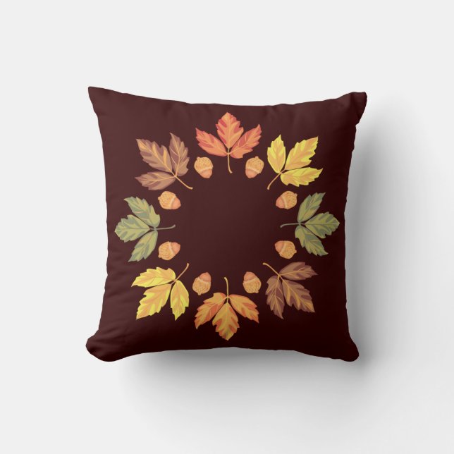 Herfst bladeren en noten kussen (Voorkant)