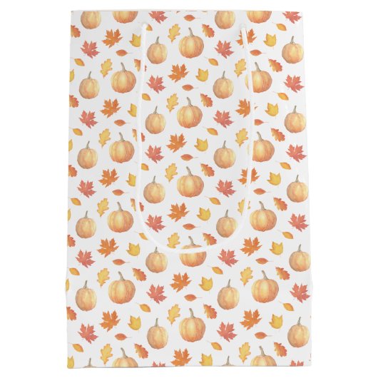 Herfst bladeren en pompoenen herfst bruiloft dank  medium cadeauzakje (Achterkant)
