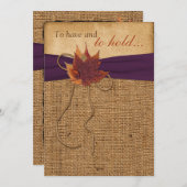 Herfst bladeren, FAUX burlap bruiloft uitnodiging (Voorkant / Achterkant)