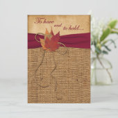 Herfst bladeren, FAUX Burlap bruiloft uitnodiging  (Staand voorkant)