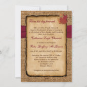 Herfst bladeren, FAUX Burlap bruiloft uitnodiging  (Achterkant)