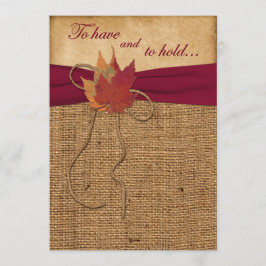 Herfst bladeren, FAUX Burlap bruiloft uitnodiging