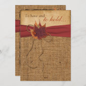 Herfst bladeren, FAUX burlap bruiloft uitnodiging (Voorkant / Achterkant)