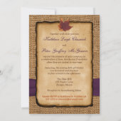 Herfst bladeren, FAUX burlap FOTO bruiloft uitnodi Kaart (Achterkant)