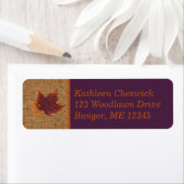 Herfst bladeren, FAUX burlap retour adres label (Insitu)