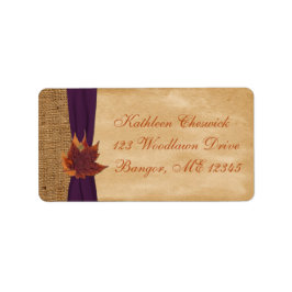 Herfst bladeren, FAUX burlap retour adres label 2