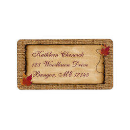 Herfst bladeren, FAUX burlap retour adres label 3