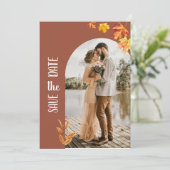 Herfst bladeren, foto, minimalistisch opslaan van  kaart (Staand voorkant)