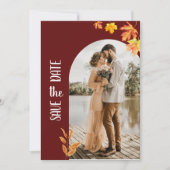 Herfst bladeren, foto, minimalistisch opslaan van kaart (Voorkant)