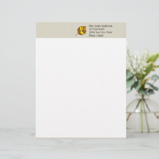 Herfst bladeren geel gepersonaliseerd briefhoofd (Staand voorkant)