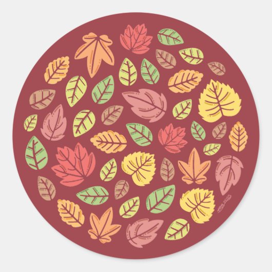 Herfst Bladeren gekleurd Ronde Sticker (Voorkant)