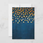 Herfst bladeren goud en blauw grunge bruiloft RSVP kaartje (Achterkant)