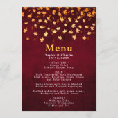 Herfst bladeren goud en rode bruiloft menu (Voorkant)