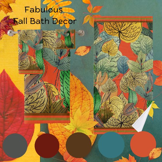 Herfst Bladeren Groen, Bruin, Roest, Tangerine Bad Handdoek