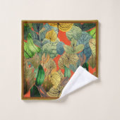 Herfst Bladeren Groen, Bruin, Roest, Tangerine Bad Handdoek (Wasdoekje)