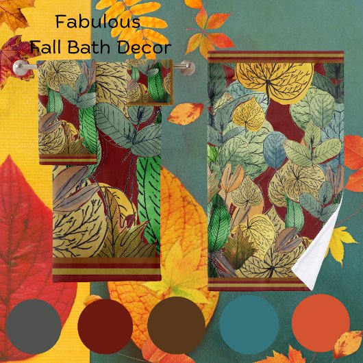 Herfst Bladeren Groen, Bruin, Rust, Rood Rust Bad Handdoek